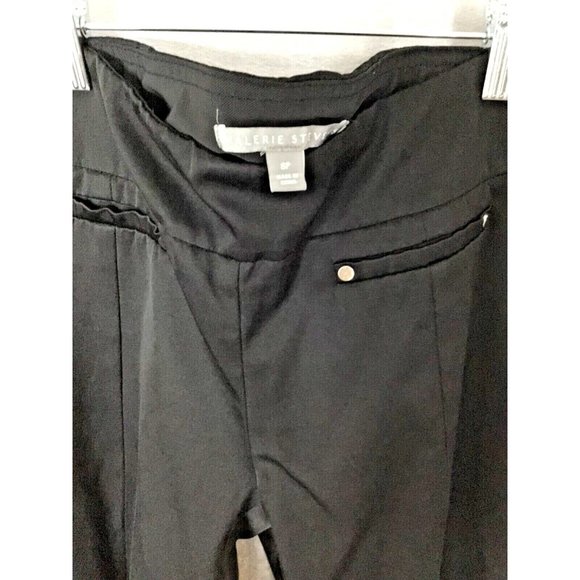 Women's Sz 8P Black Crop Lightweight Stretch Front Pocket by Valerie Stevens - Picture 3 of 7